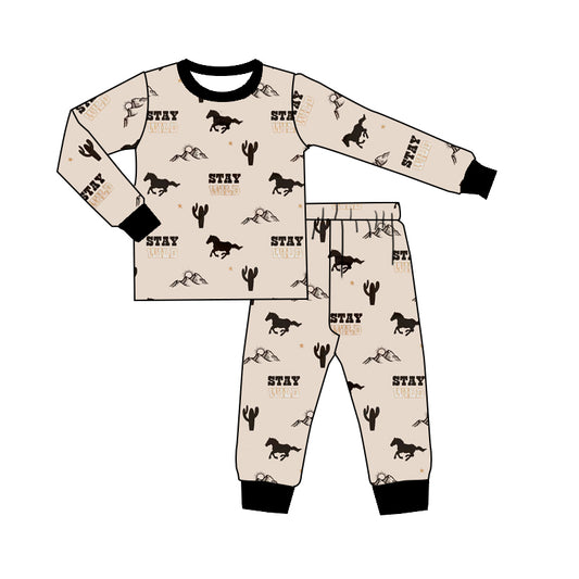 pre order fall stay wild cactus and horse long sleeve boys pajamas