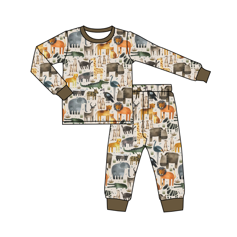 pre order boy long sleeve zoo animal pajamas