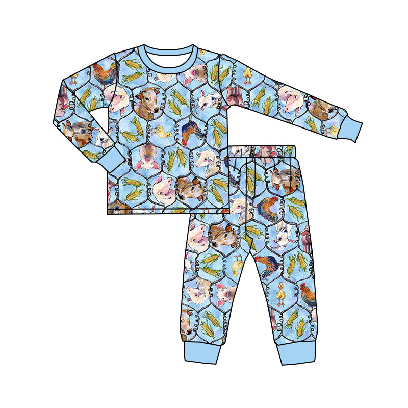 pre order farm animal kids boy long sleeve pajama