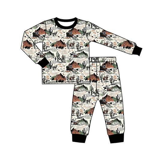 pre order  rodeo print fall kids boy pajama set