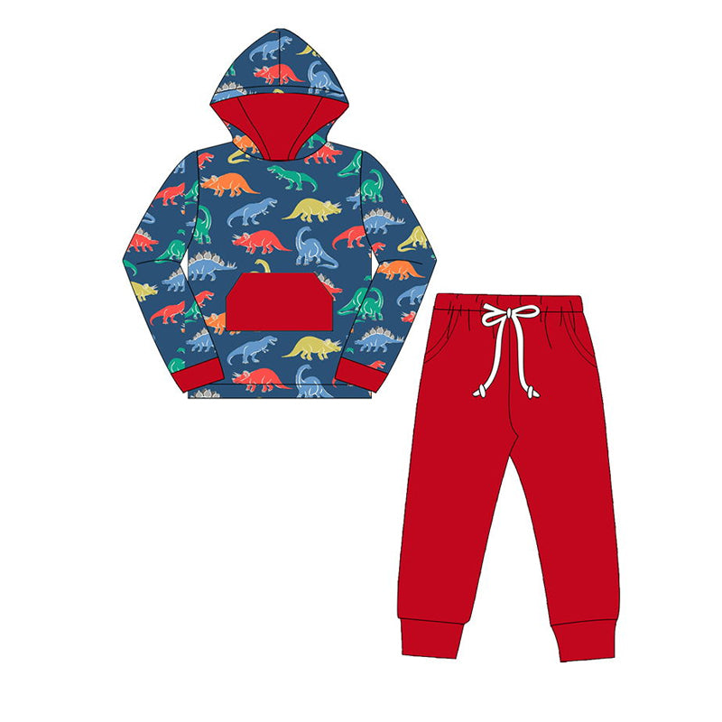 pre order dinosaur hoodie outfit red boy winter clothing