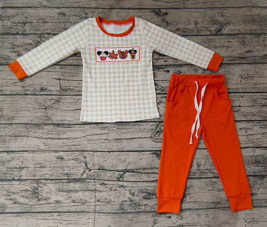 pre order  fall baby boy cartoon jogger set orange