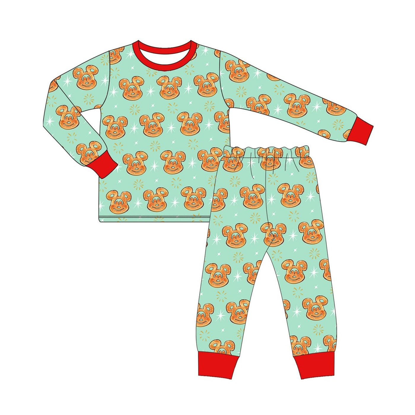 pre order boy long sleeve mouse waffle pajama set