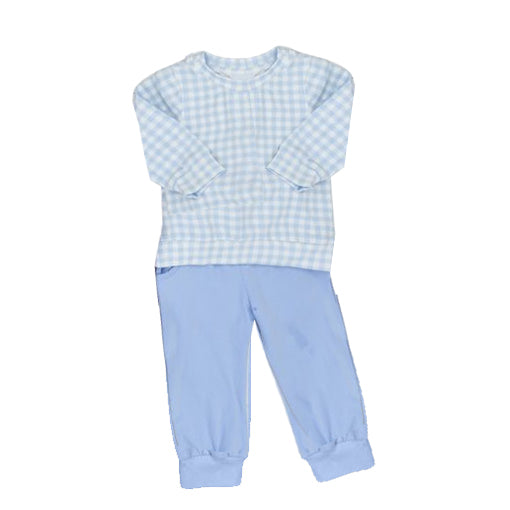 pre order blue plaid jogger outfit