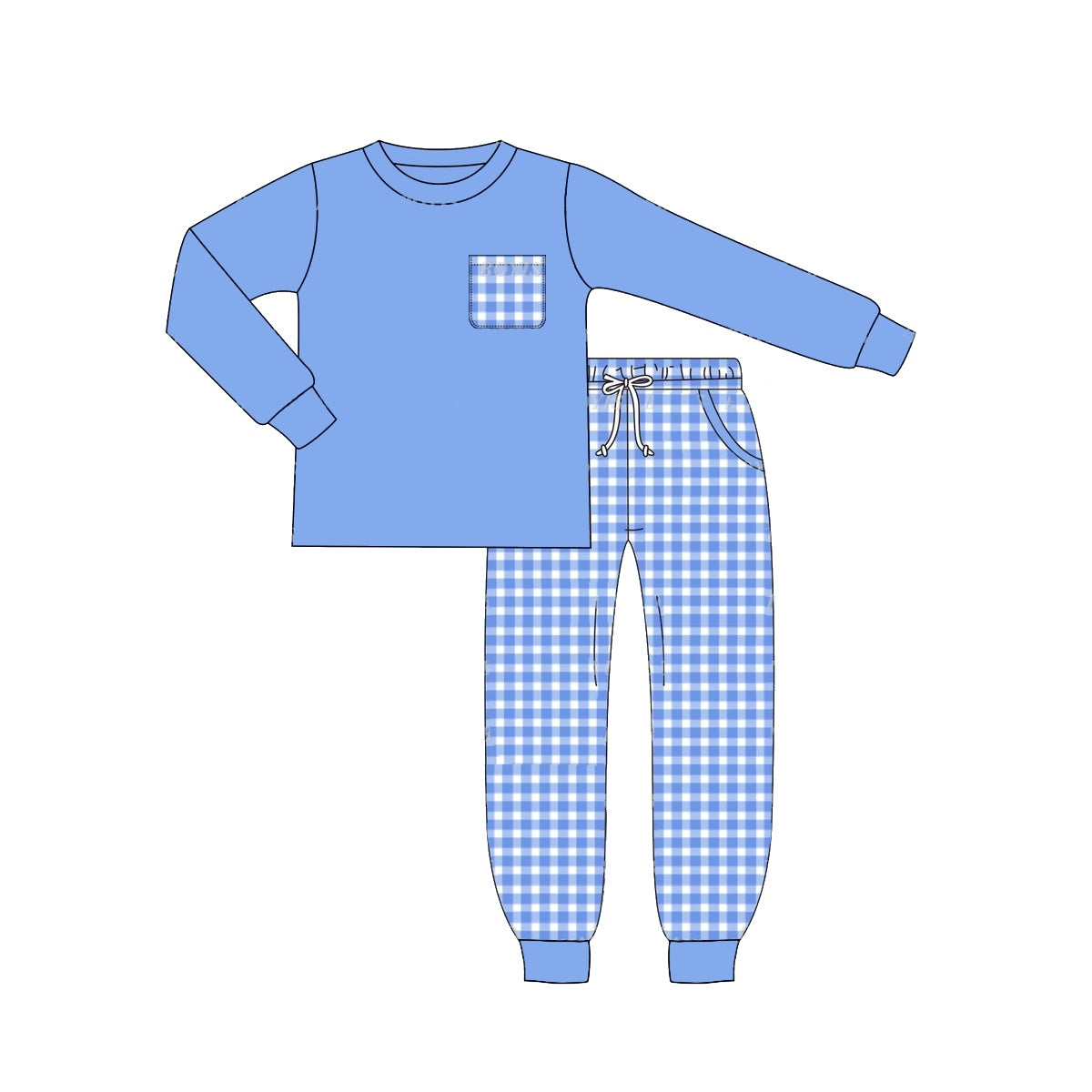 pre order toddler boy blue plaid jogger set