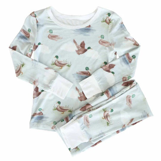 pre order toddler duck print bamboo pajama set