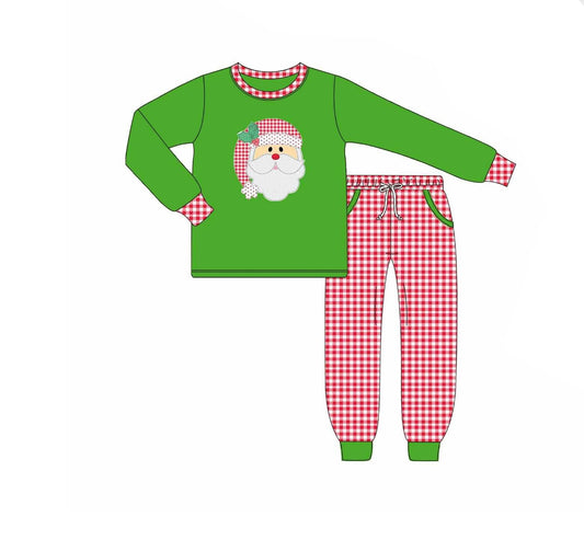 pre order green red baby boy Christmas santa pants outfit