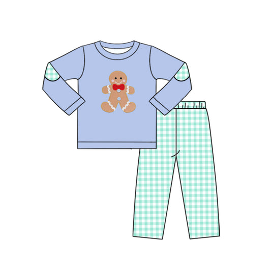 pre order boy long sleeve gingerbread pants set