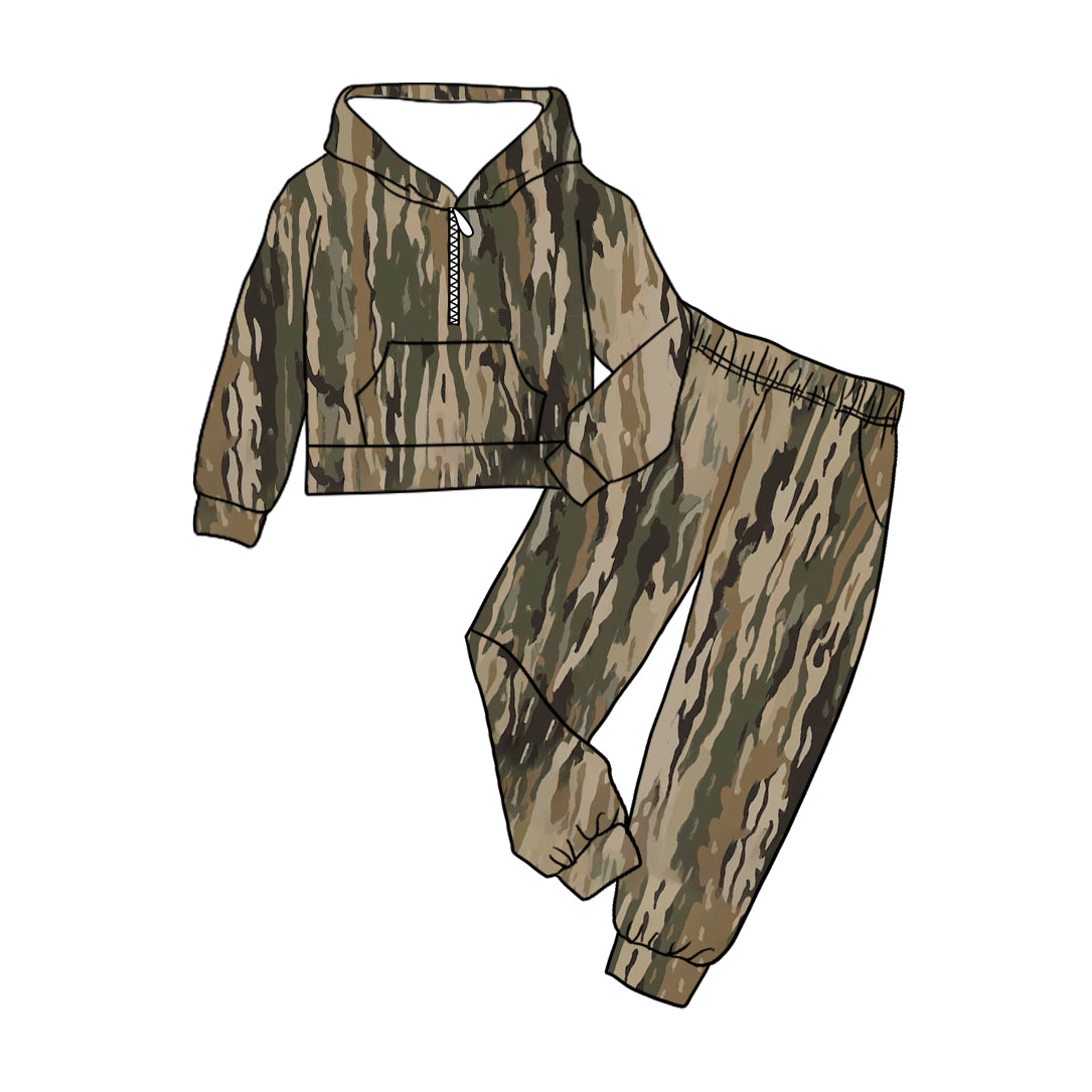 pre order camo zipper hoodie jogger set