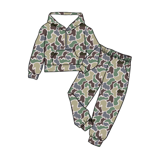 pre order camo zipper hoodie jogger set
