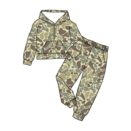 pre order camo zipper hoodie jogger set
