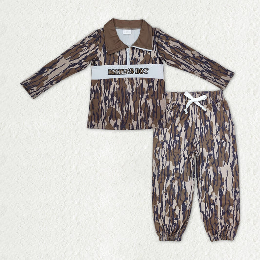 embroidery zip camo hoodie jogger set fall boy outfit