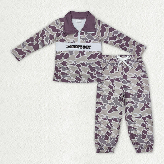 embroidery zip camo hoodie jogger set fall boy outfit