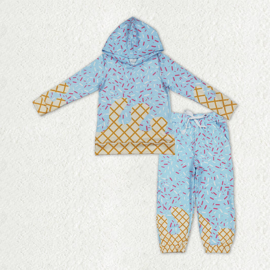 ice cream drip light blue hoodie jogger set