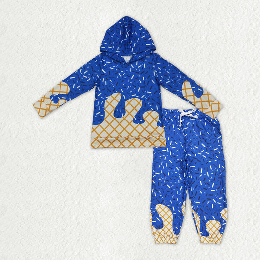 ice cream drip royal blue hoodie jogger set