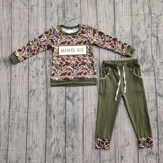 pre order mama's boy camo jogger set (do embroidery)