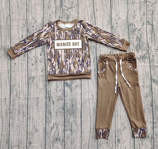 pre order mama's boy camo jogger set (do embroidery)