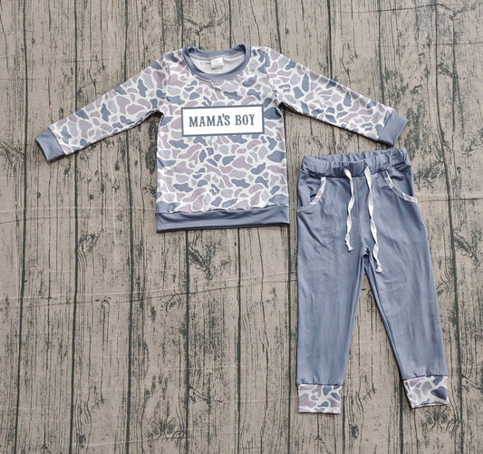 pre order mama's boy camo jogger set (do embroidery)