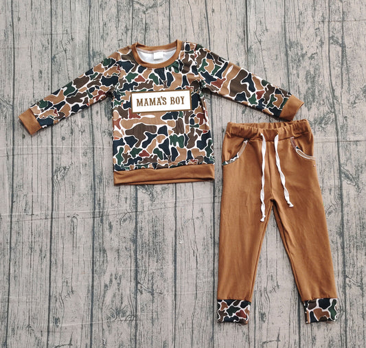pre order mama's boy camo jogger set (do embroidery)