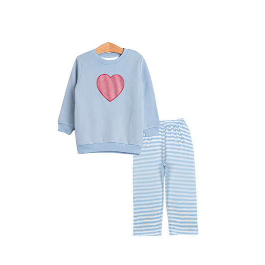 pre order red heart blue pants set