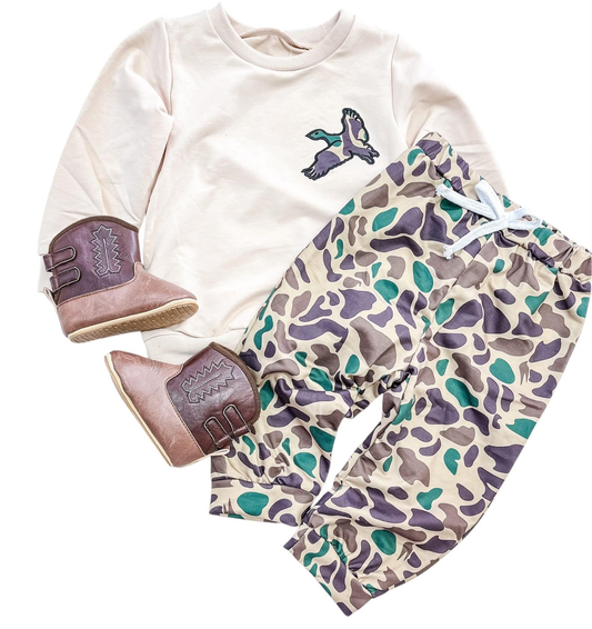 pre order camo duck boy pants set