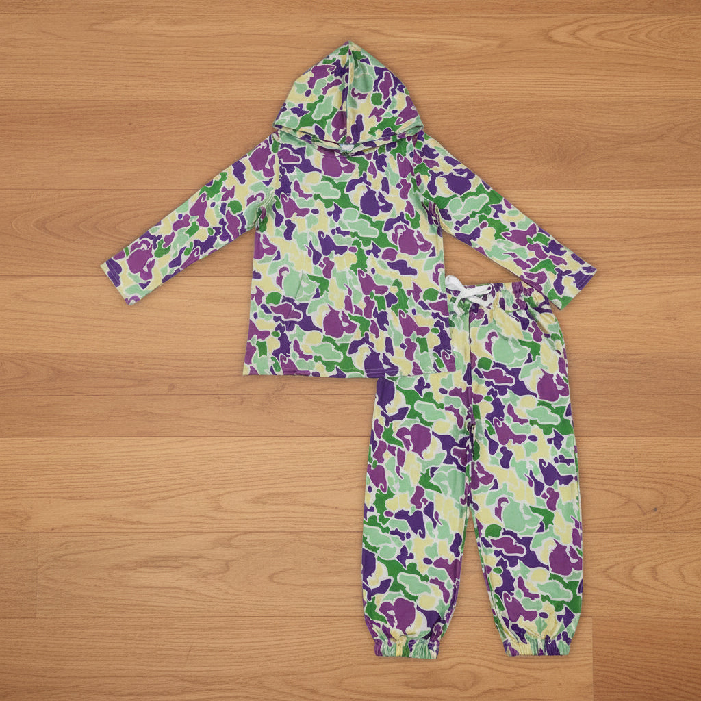 mardi gras camo hoodie outfit kids clothing