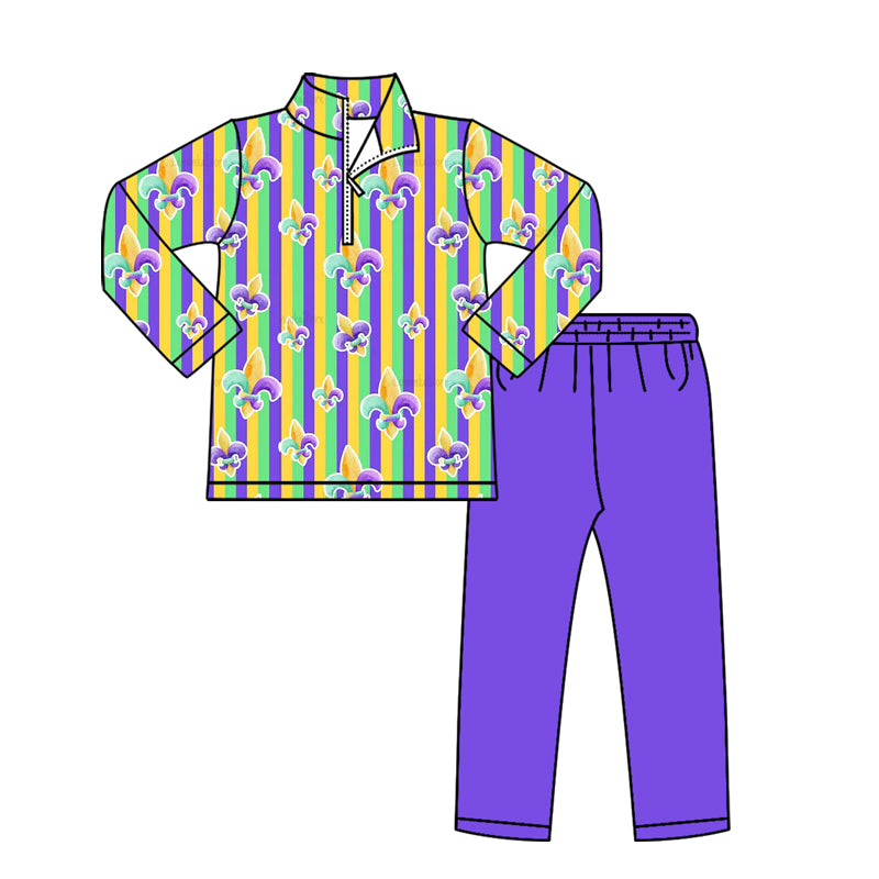 pre order mardi gras zip pullover legging set