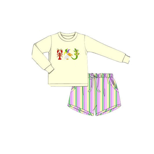 pre order mardi gras boy shorts set
