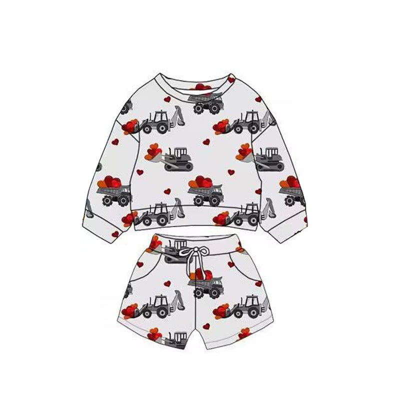 pre order constructions heart long sleeve shorts set