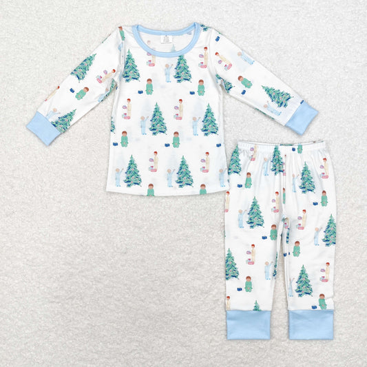 cute baby Christmas tree bamboo pajama set for boy