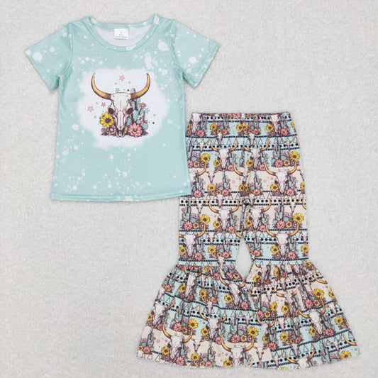 cow skull bell bottom outfit girls spring outfit