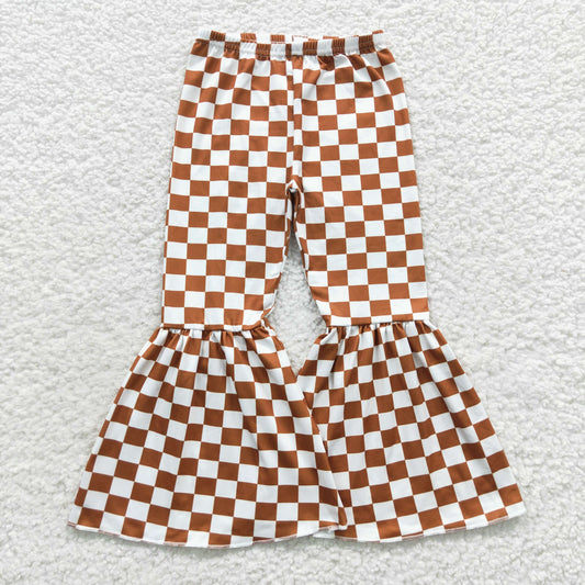 gold checkered bell bottom pants