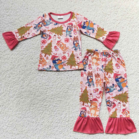 Sibling 2pieces kids girl christmas dog pajama