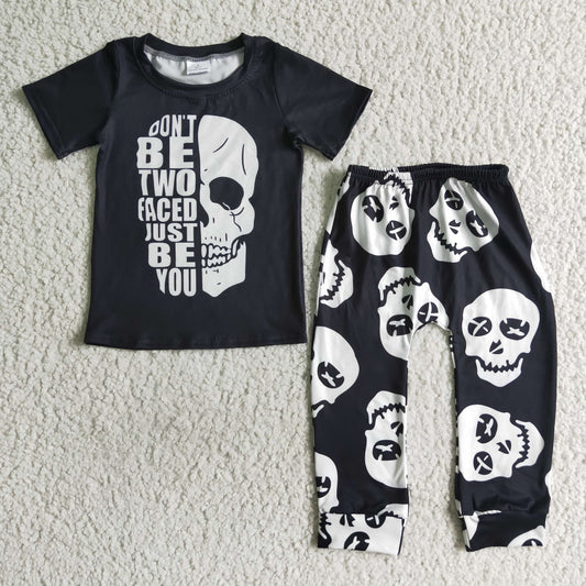 black skull pants set boy Halloween outfit