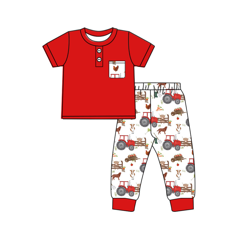 pre order baby boy short sleeve farm life pants set