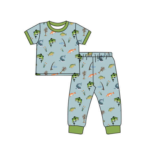 pre order baby boy short sleeve fishing pajama set