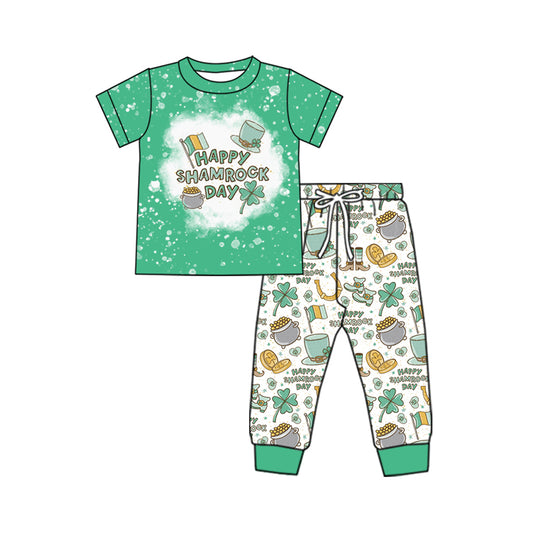 pre order boy st patrick pants set green