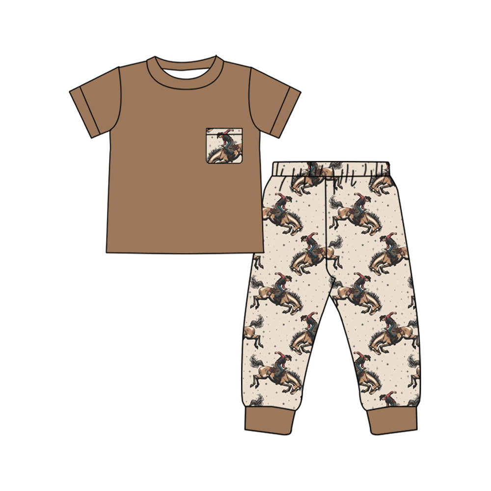 pre order baby boy short sleeve rodeo pants set