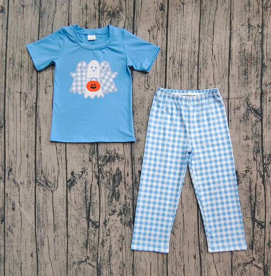 pre order blue boo boy pants set halloween outfit (do embroidery)