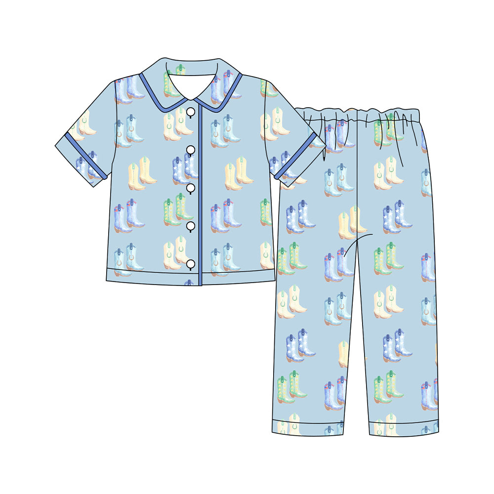 pre order blue boots print adult women pajama