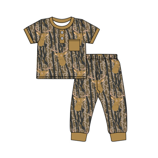 pre order camo hunting short sleeve two pieces boys pajama