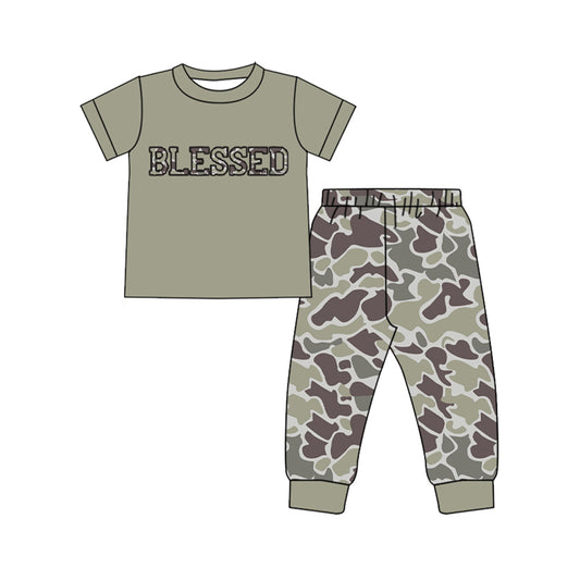 pre order short sleeve blessed camo pants set boys outfit