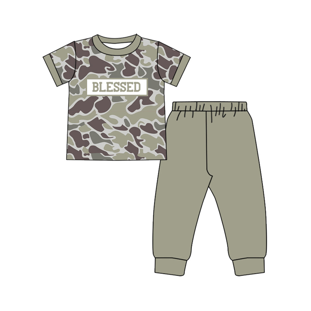 pre order short sleeve blessed camo pants set boys outfit