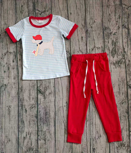 pre order baseball dog jogger set boys outfit (do embroidery)