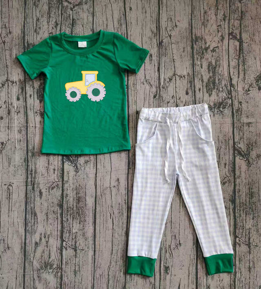 pre order tractor jogger set boys outfit (do embroidery)