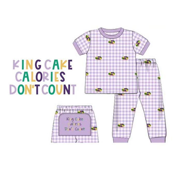 pre order short sleeve purple plaid gras king cake pajama set boy