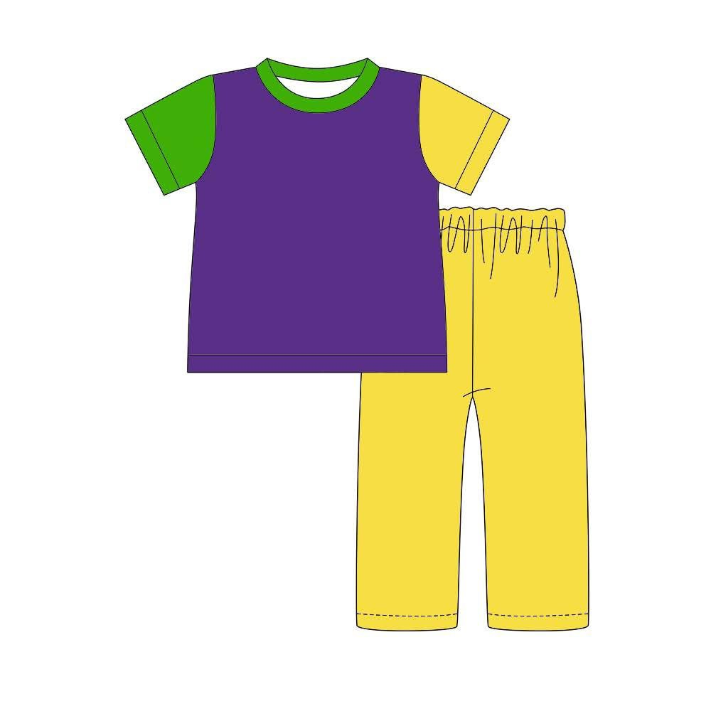 pre order gras green purple gold boy pants set