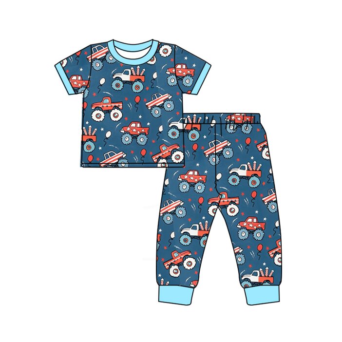 pre order 4th of July monster truck boy pajama set