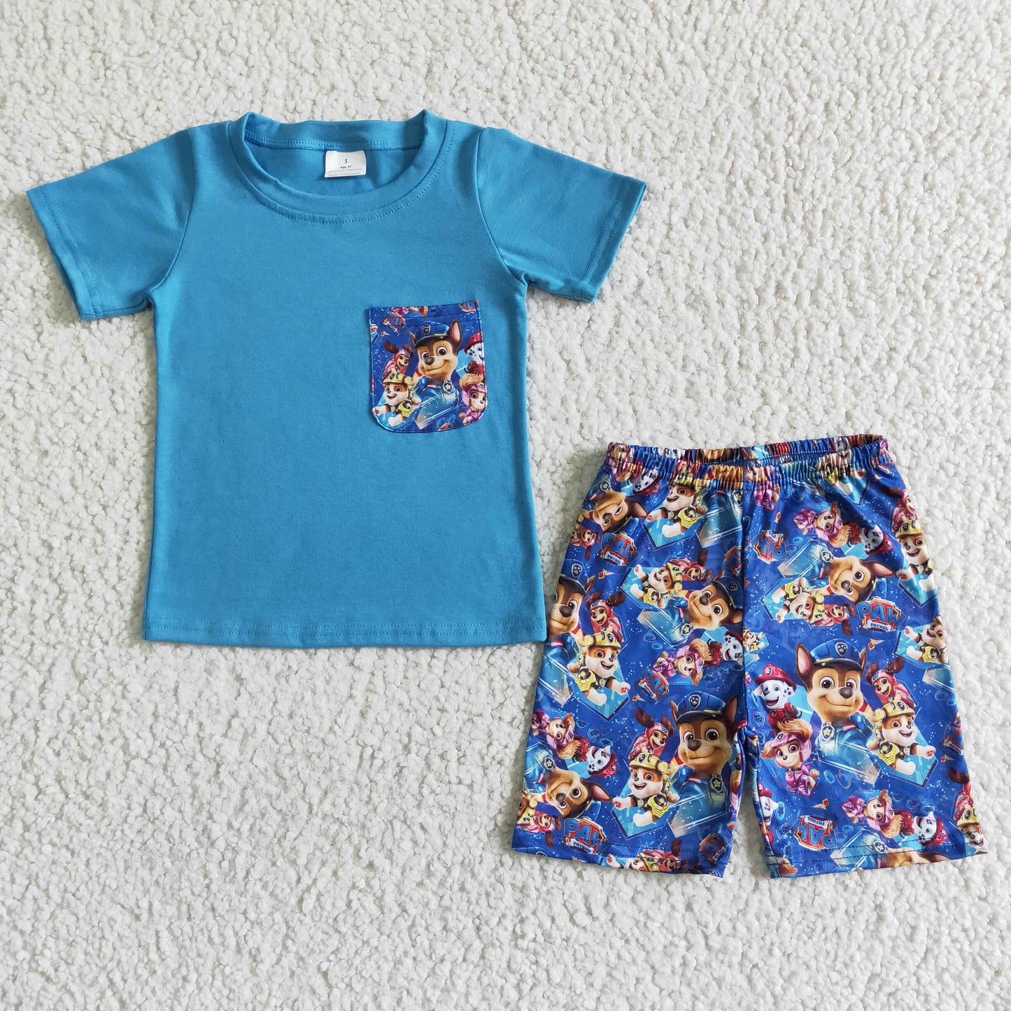 cartoon dog shorts set boy summer clothing