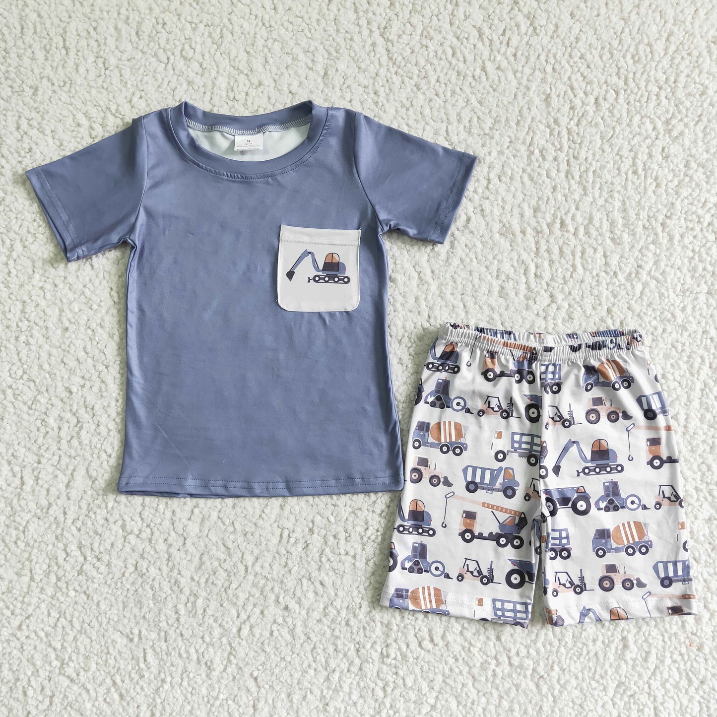 construction truck shorts set boy clothing